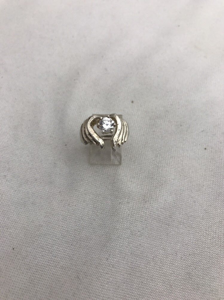 Sterling Silver .925 5.5m Round Solitaire Abstract Heart Shaped Ring