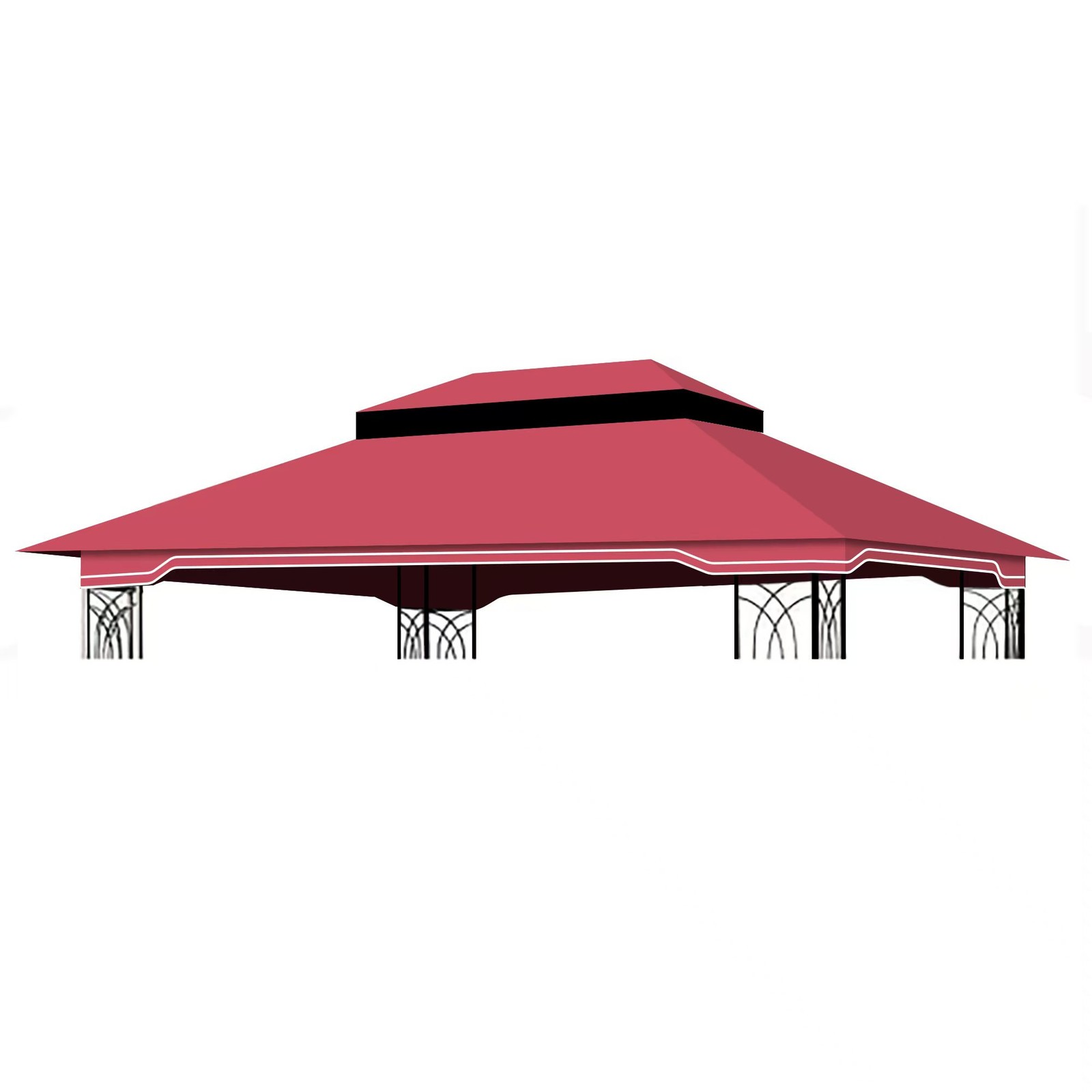 10x12 Ft Outdoor Patio Gazebo Replacement Canopy,Double Tiered Gazebo Tent Roo
