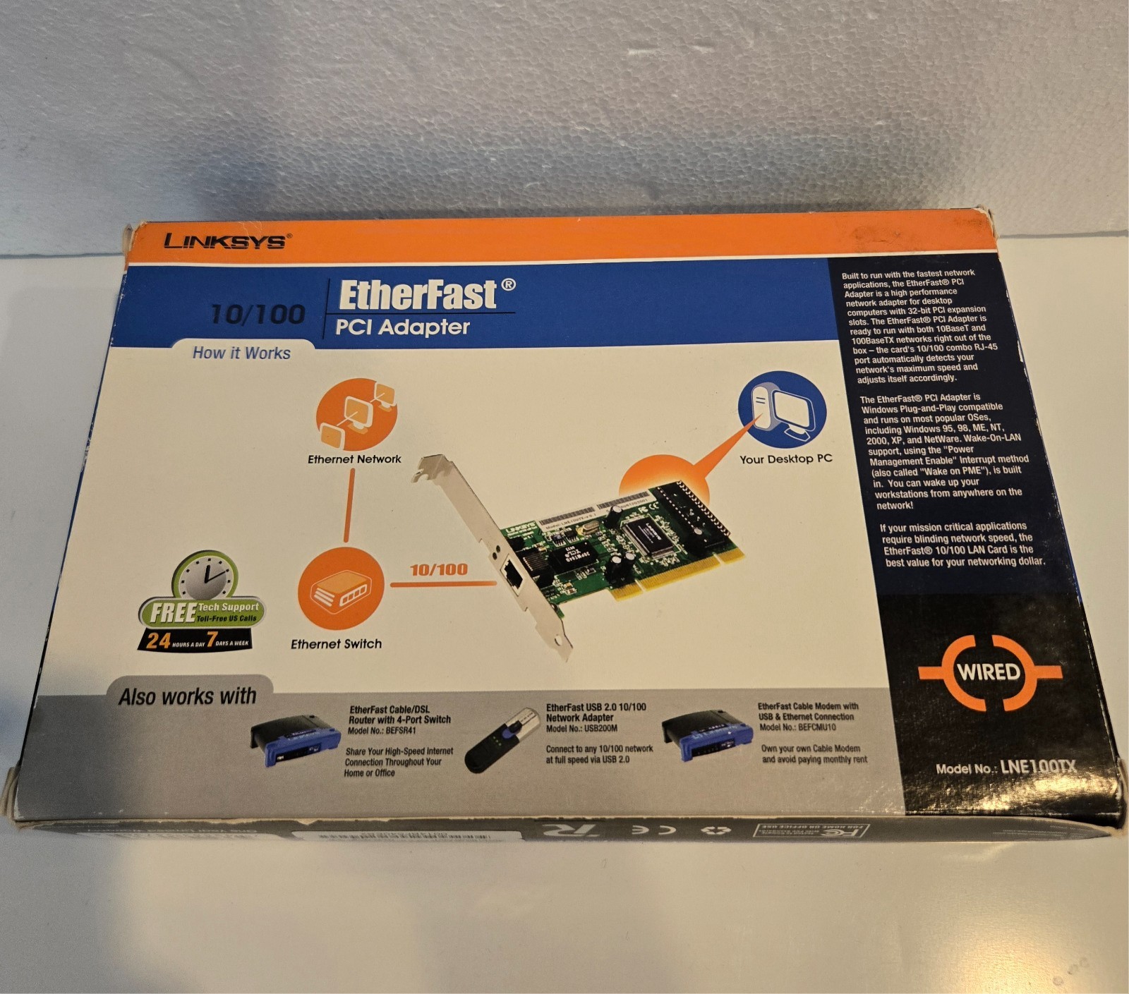 Linksys EtherFast PCI Adapter 10/100 Mbps Wired Model LNE100TX Microsoft Windows