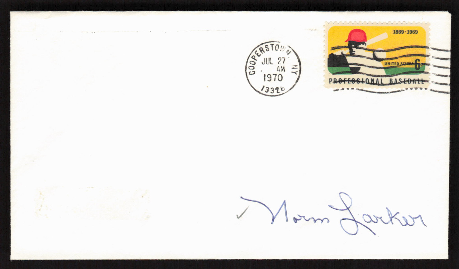 Norm Larker Signed Baseball Postal Envelope Los Angeles Dodgers Autograph Auto