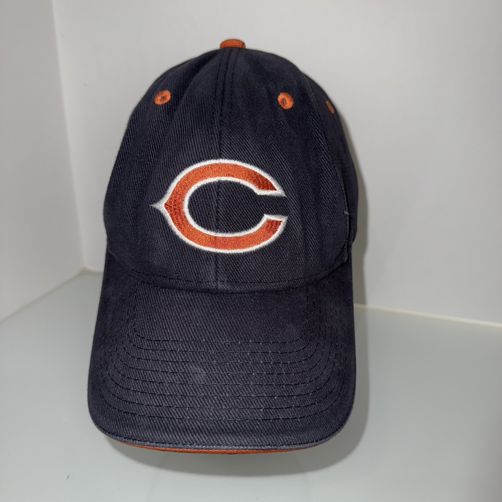 Chicago Bears Vintage Hat Cap Navy w Orange White C Hook Loop NFL Well Worn