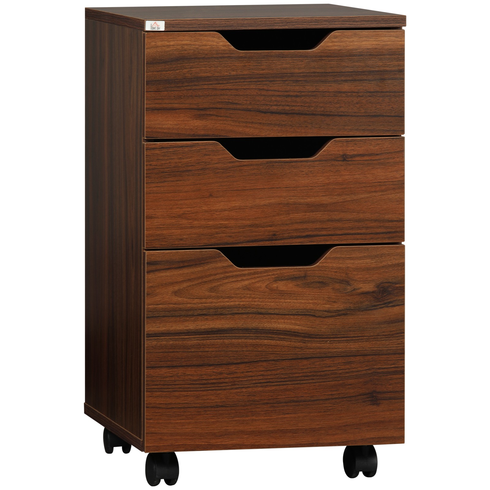 3 Drawer Storage Cabinet Storage Organizer W/ Caster Wheels, Brown