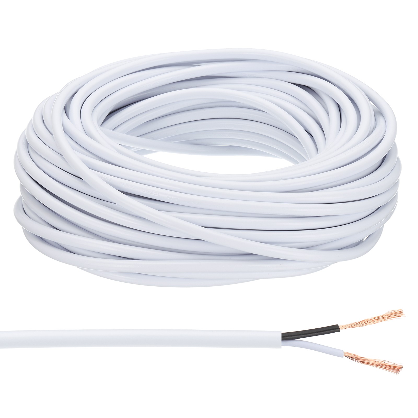 65Ft 18/2 PVC Covered Wire 300V UL Listed Round Electronic Wire White