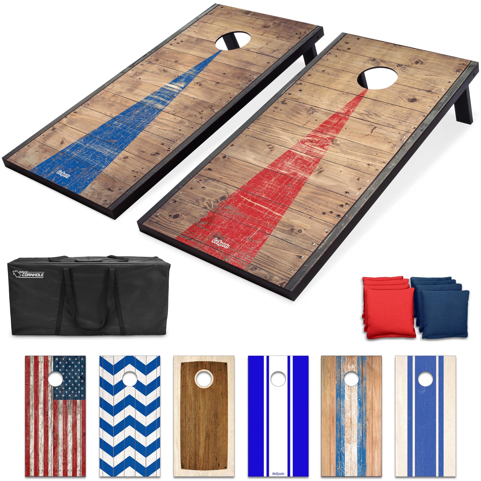 GoSports Classic Cornhole Set – Includes 8 Bean Bags, 4'x2', 4 x 2 ft Rustic