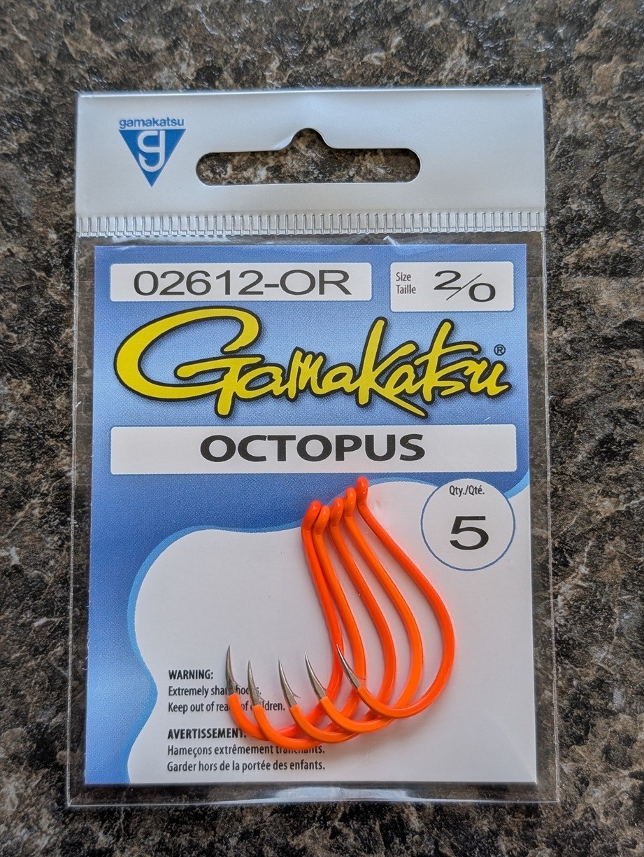 Gamakatsu 02612-OR Octopus Hooks - Fluorescent Orange - Size 2/0 - Bait Hooks