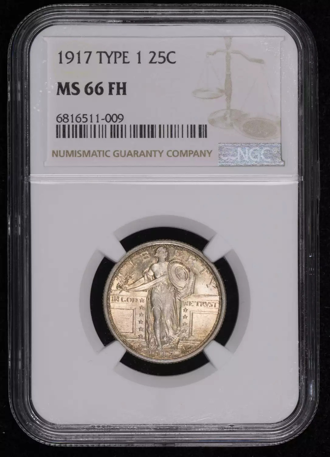 1917 Quarter Dollars Standing Liberty Quarter NGC MS-66 FH Type 1