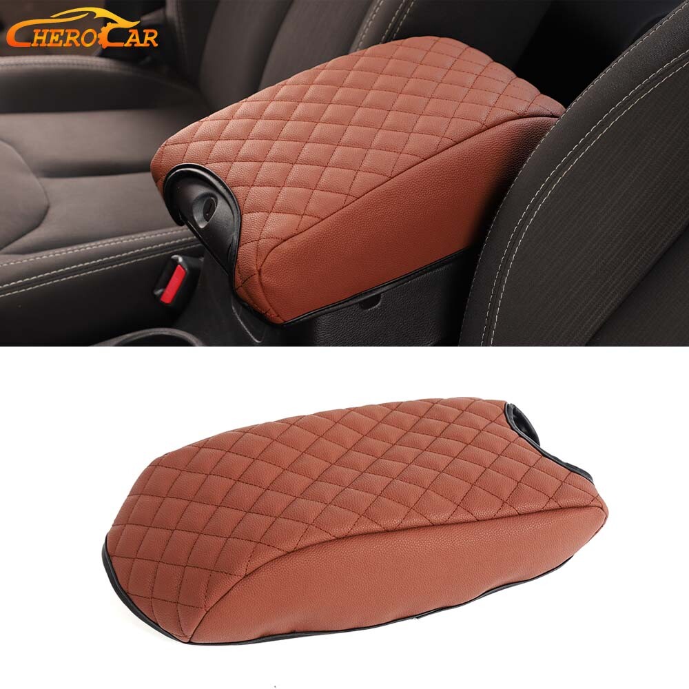 Center Console Car Armrest Box Pad Cover For 2011-18 Jeep Wrangler JK JKU Brown
