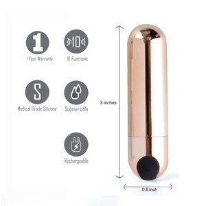 Jessi Rechargeable Mini Bullet Vibrator Rose Gold 10-Speed