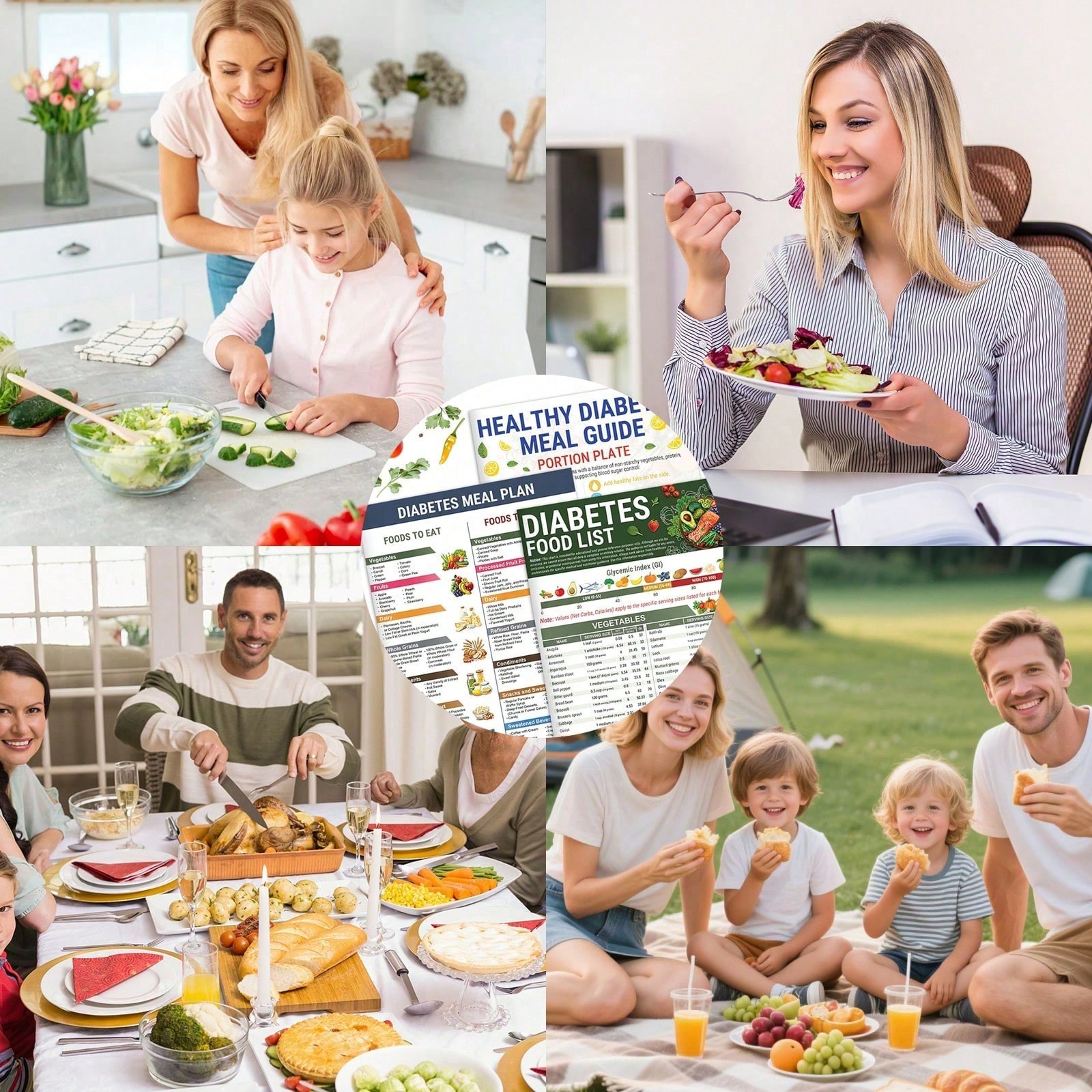 3PCS Type 3 Diabetic Food List Chart & Meal Planner Sheets