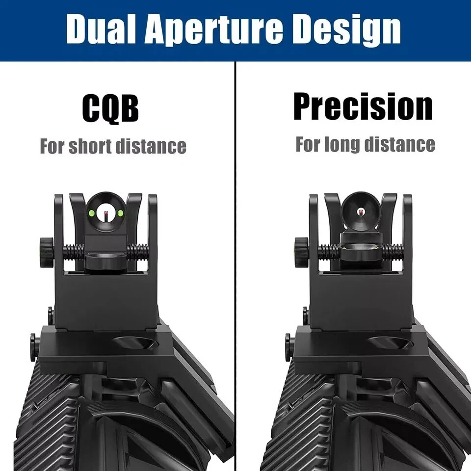 45 Degree Offset Fiber Optic Iron Sights,Flip Up Front Rear Sites with Red&