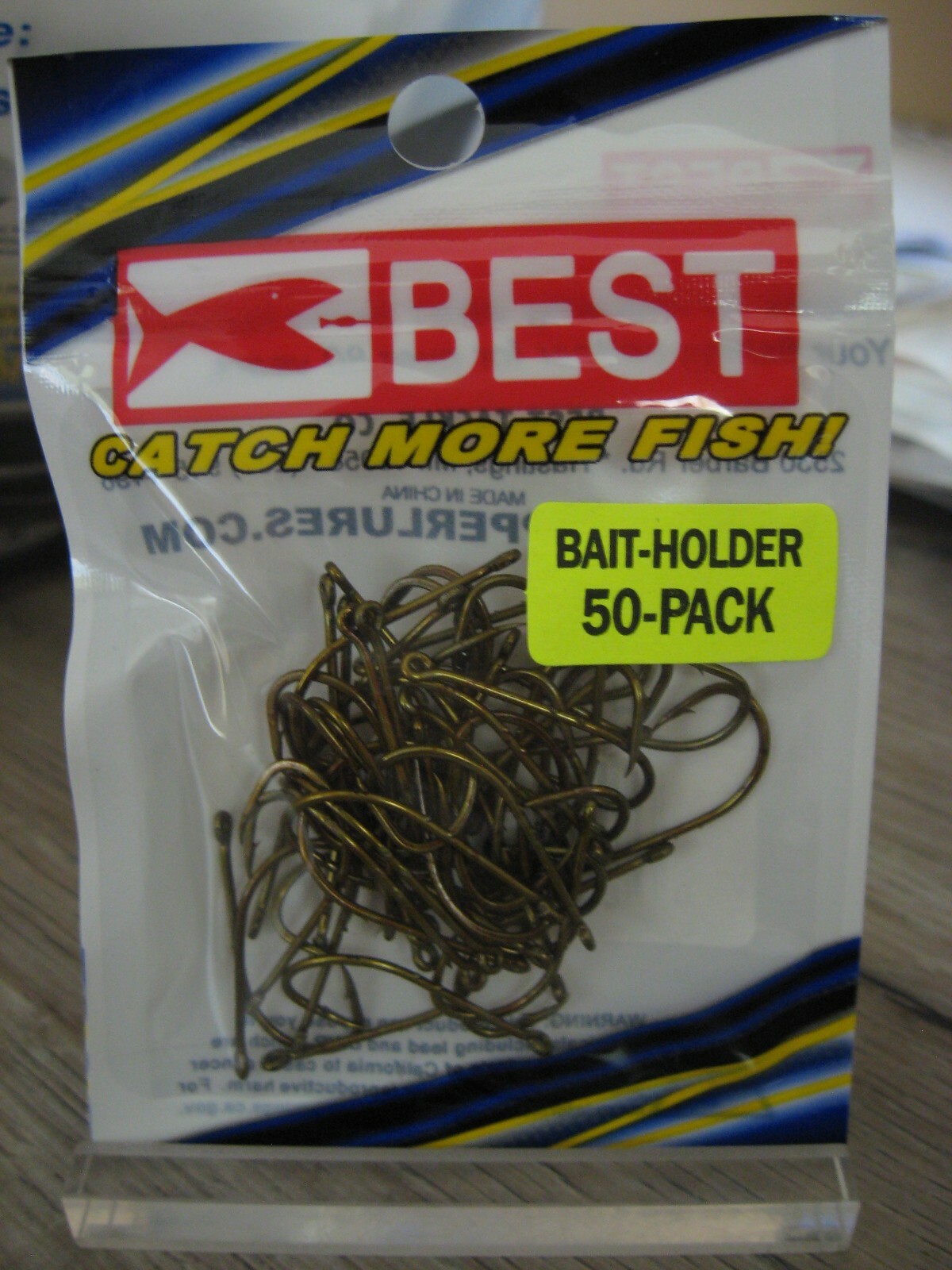 50 Best Tackle Size 4 BaitHolder Fish Hooks / Bronze Finish / Straight Eye