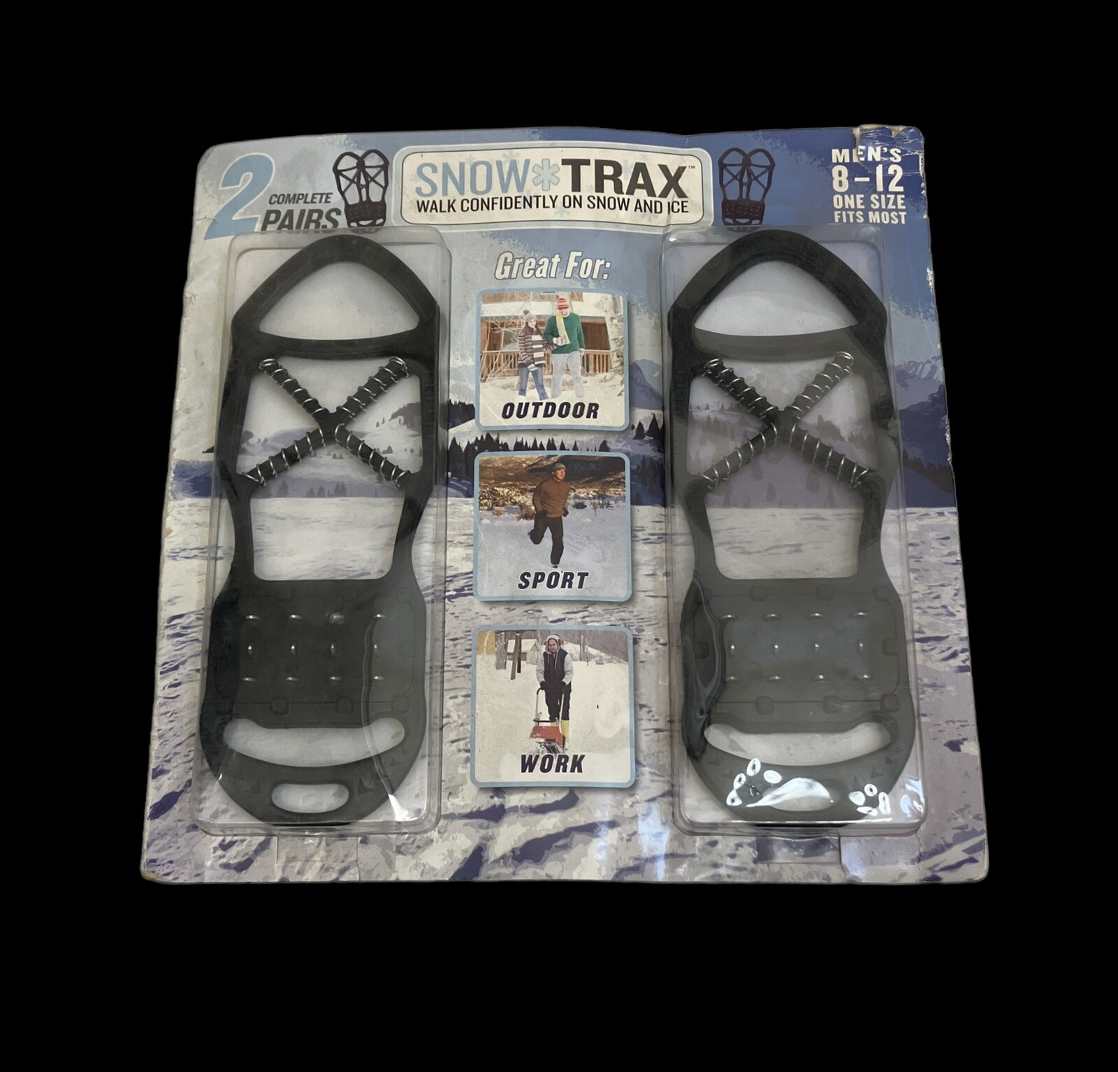 Snow Trax Cleats Footwear Anti Slip Over Boots 2 Pack Mens Sz 8-12 Stretch Fit