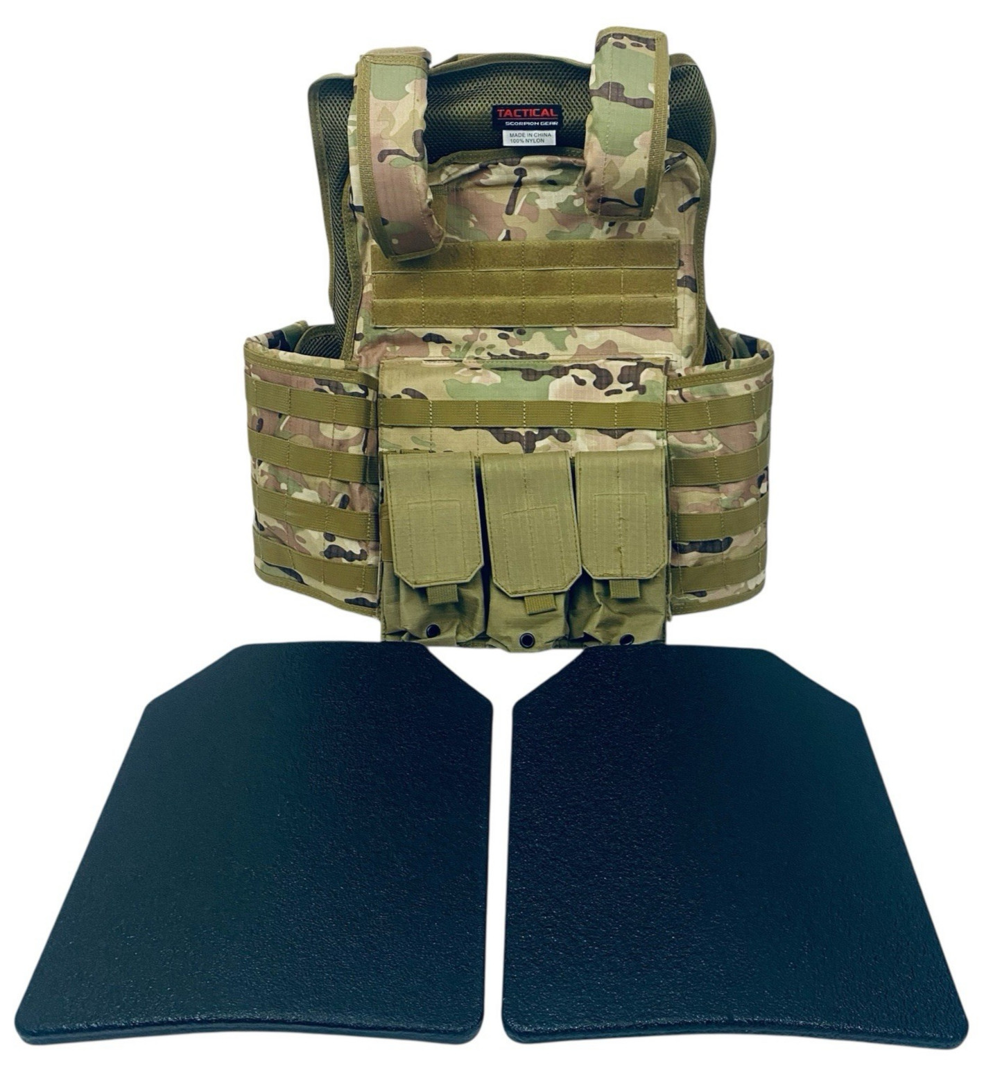 Tactical Scorpion Vest Level III Peanut Gallery Body Armor Plates 11x14 Multicam