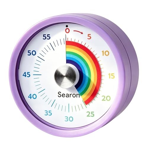 Magnetic Visual Timer for Kids — 3.15" 60-Minute Rainbow Dial Timer for Purple
