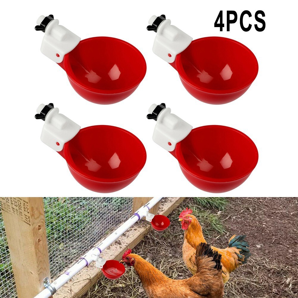 4PCS Automatic Water Cups Poultry Drinker Waterer Chicken Duck Quail Drinking