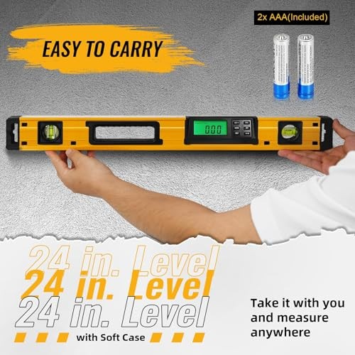 24 Inch Smart Digital Level, LCD Screen Magnetic Electronic Level Tool with