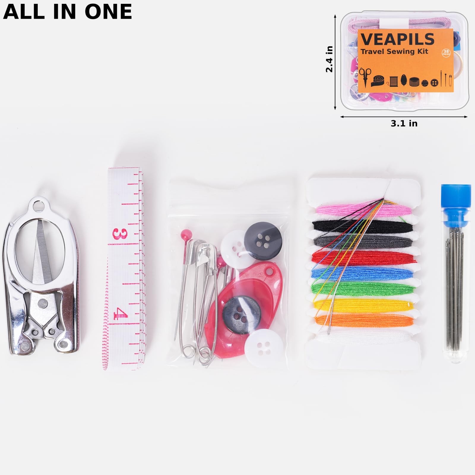 Travel Sewing Kit, Mini Kit Size with Multicolor Nine Colors