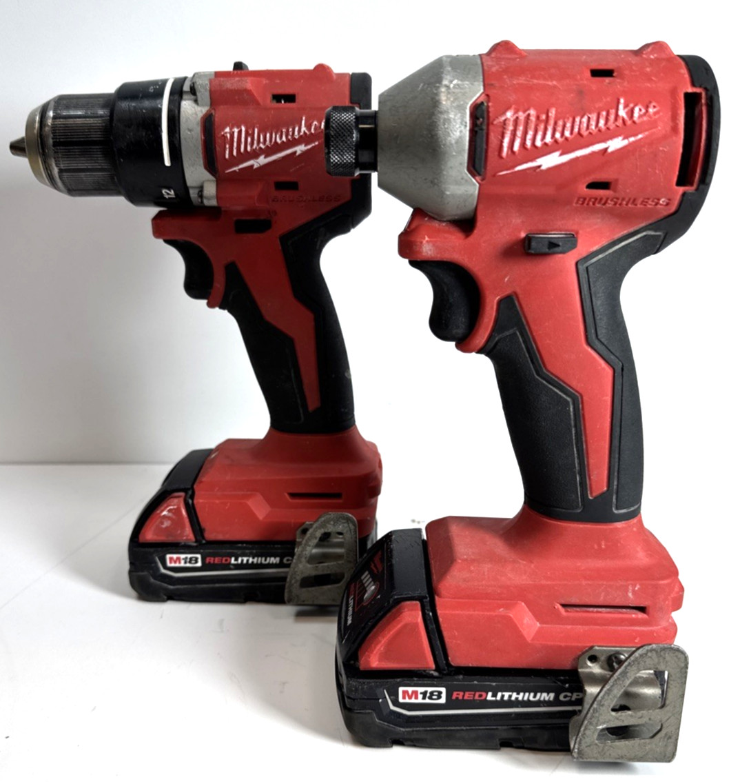 Milwaukee 3650-20 &3601-20 Hammer Drill & Impact Driver 2 batt+charger