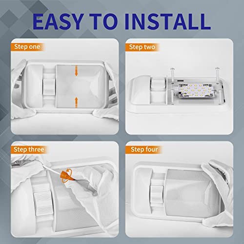 12V Led RV Ceiling Dome Light Frosted RV Interior Single Dome Light, 2-Pack