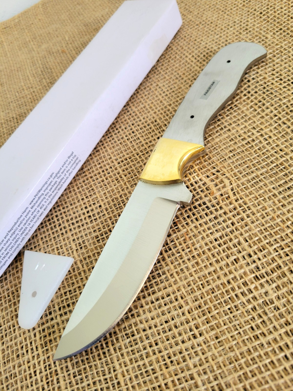 Knifemaking Fixed Knife 4" Stainless Full Tang Blank Blade w/Brass Bolster(s)