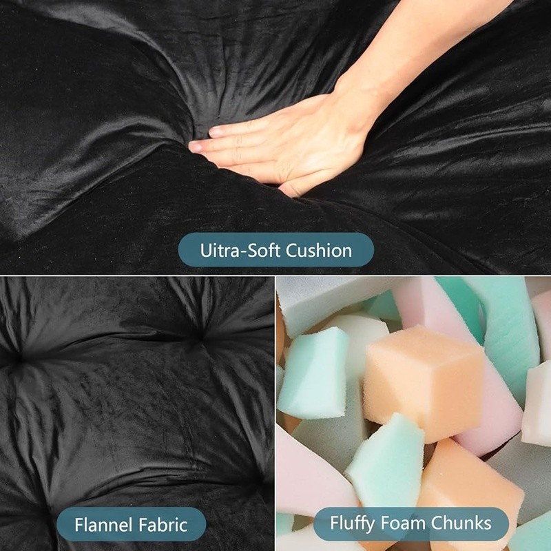 Futon Sofa Bed Multifunctional Mattress Soft Flannel Cover High Density Foam New