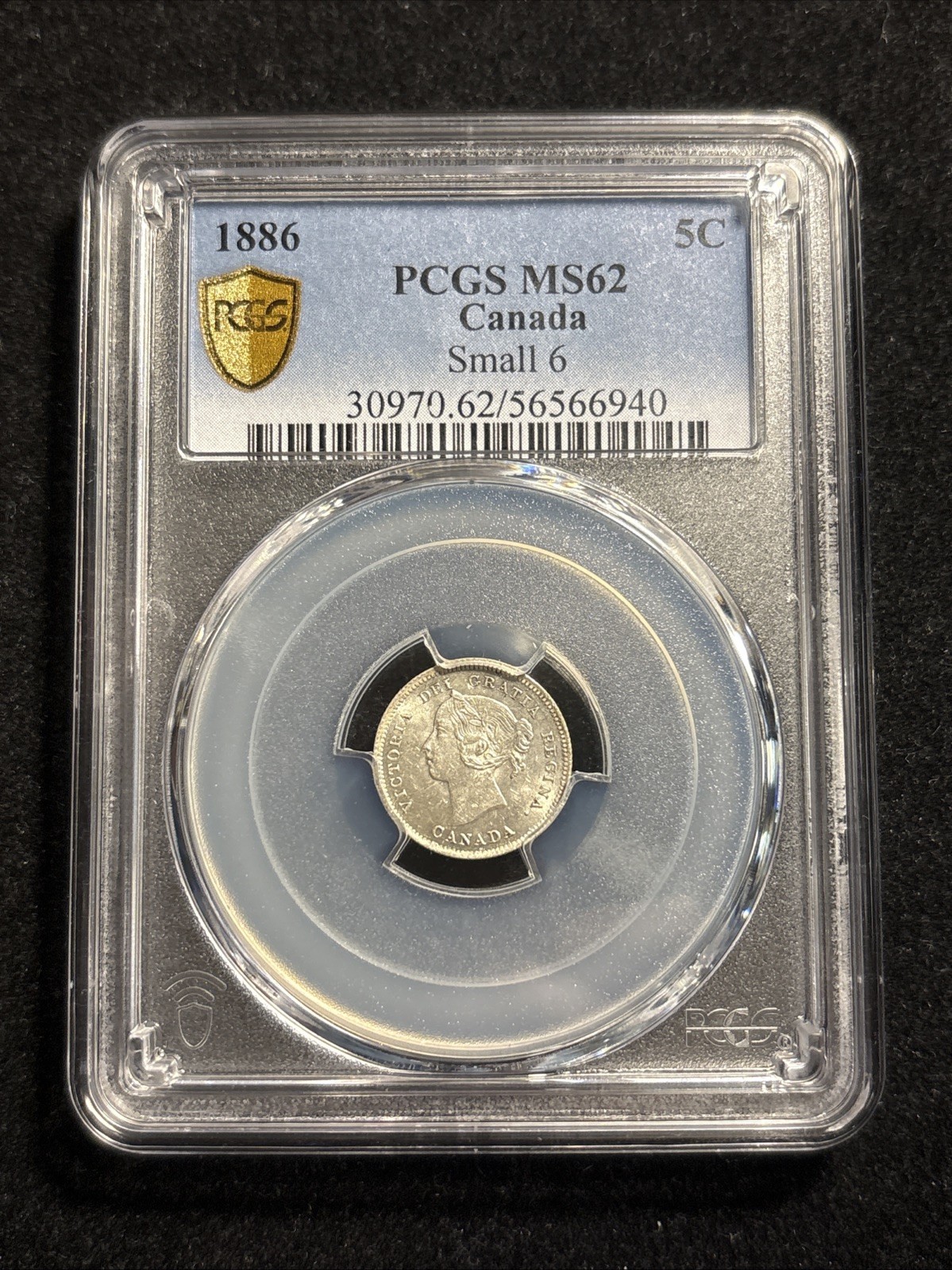 1886 Canada 5 Cents Silver Small 6 PCGS MS62 - Item#189
