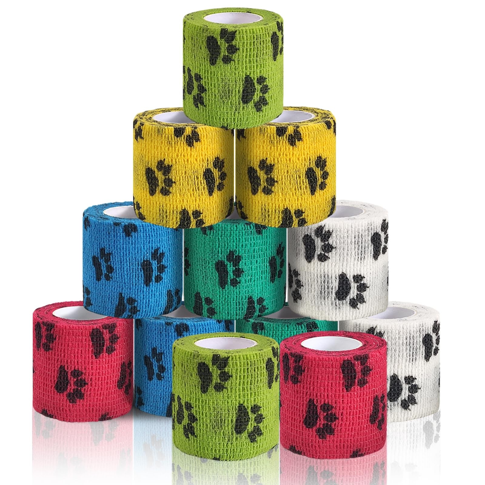 Vet Wrap for Dogs,Bandage Wrap,12Pcs 2 Inches X 5 2 Inch X 5 Yards, Colour