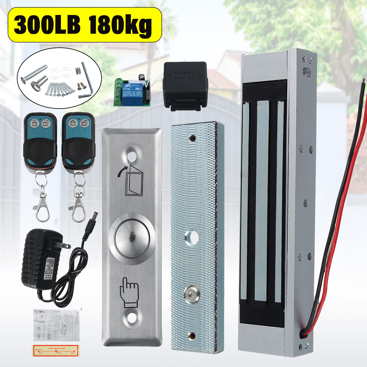 Door Access Control System, Electric Magnetic Lock, 2 Wireless Remote Controls