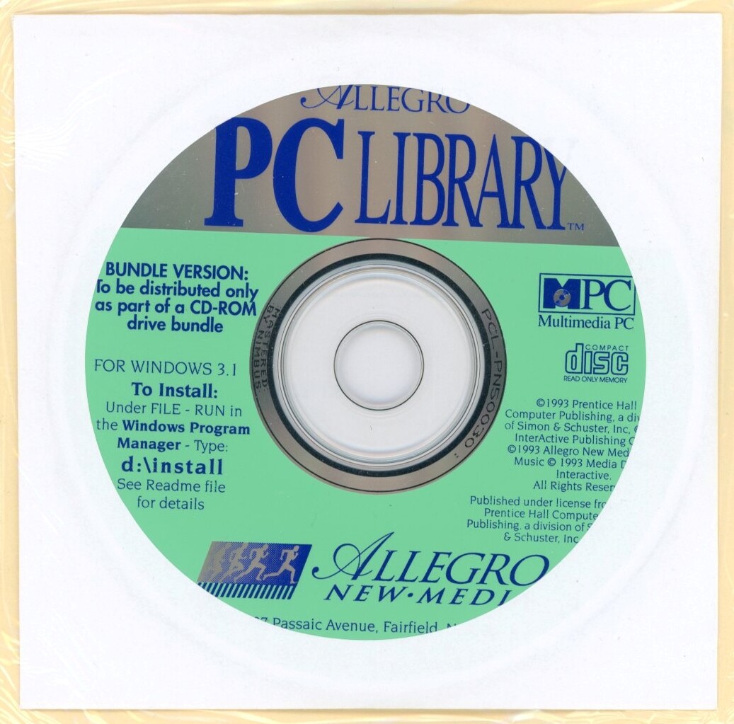 Allegro PC Library (1993) - New CD-ROM for Windows!