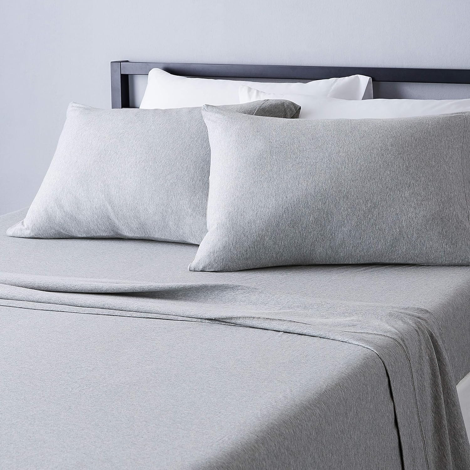 4 Piece Bed Sheets Set, 100% Cotton Jersey, Includes Super Soft, Flat and Fitted