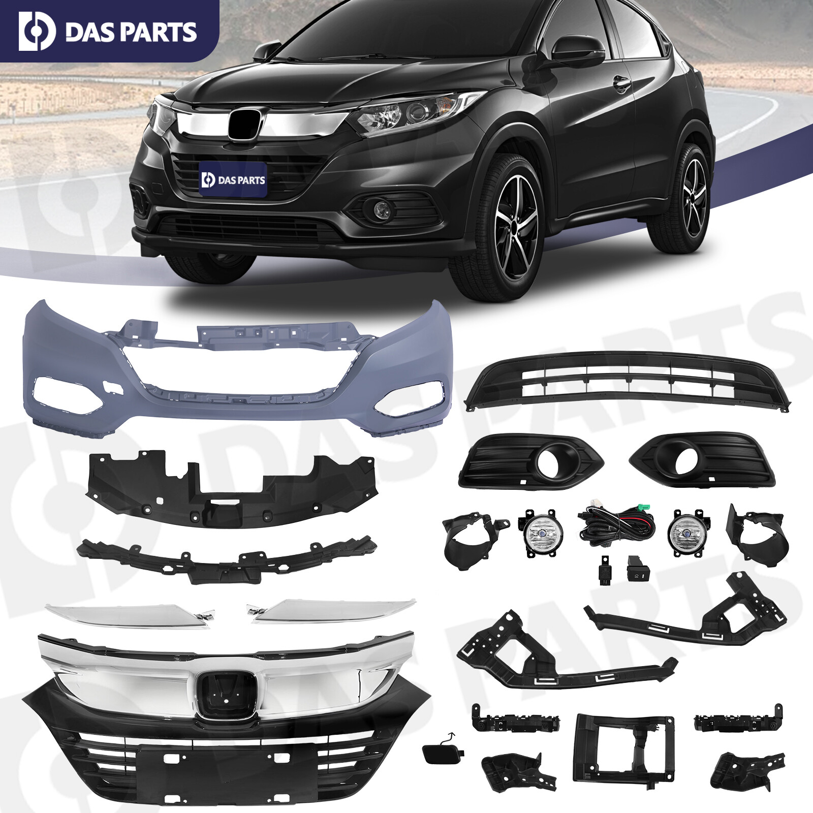 For Honda HR-V 2019-2021 Front Bumper Grille Molding Fog Light Bracket Assembly