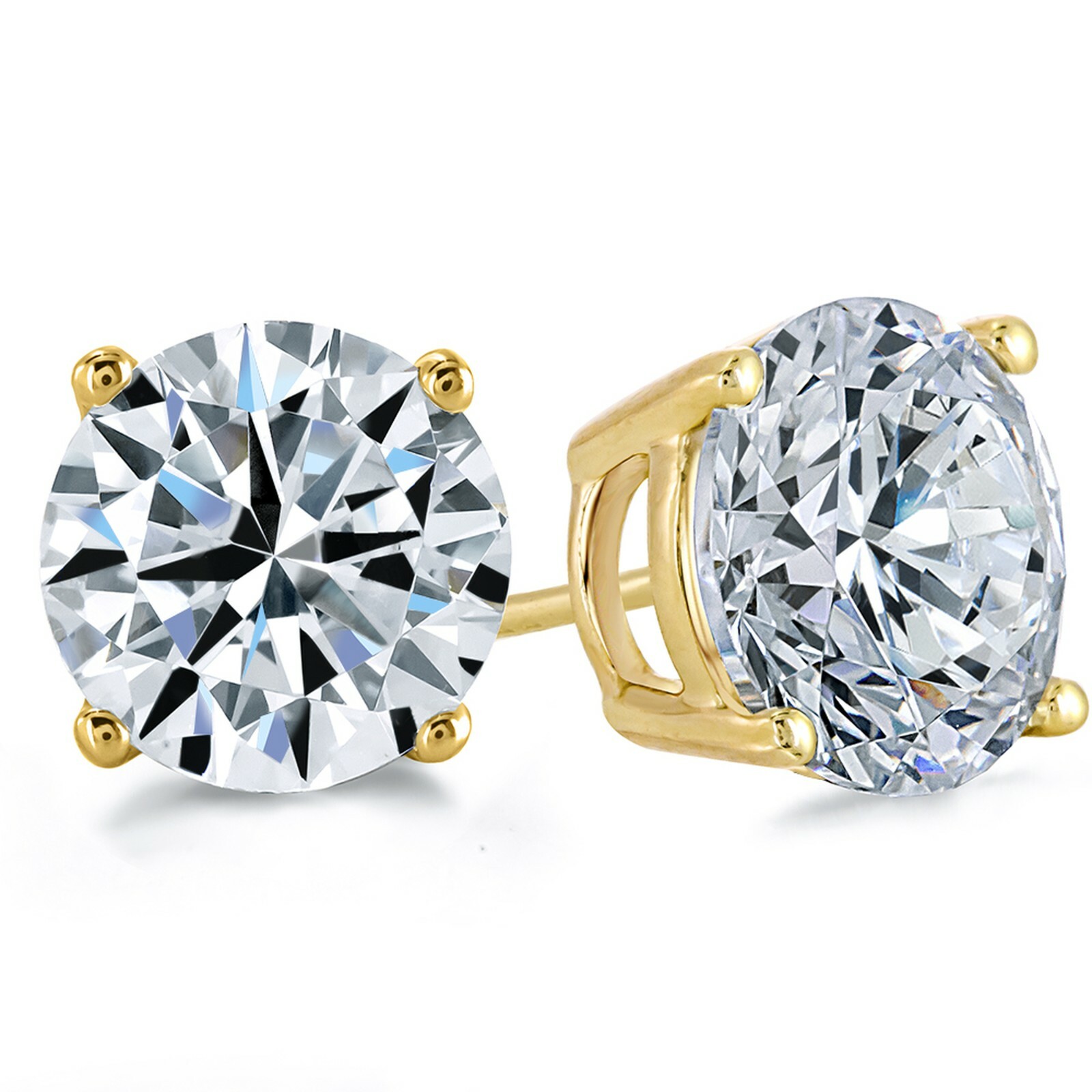 2.50 ct. Moissanite Stud Earrings -Solid 14k Yellow Gold - Stunning & Sparkling
