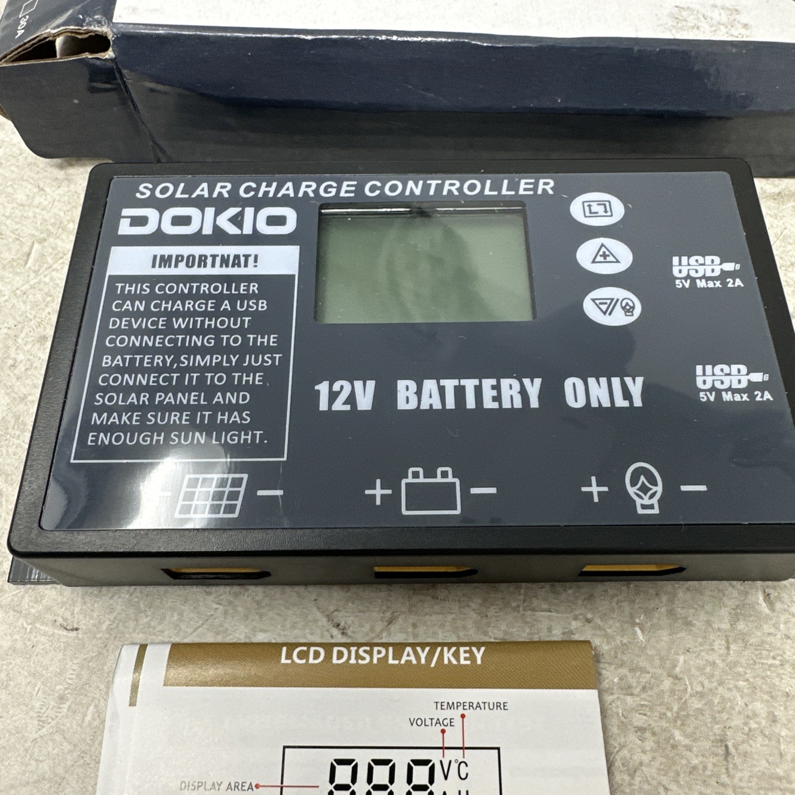 Dokio Solar Charge Controller New In Box 20 amp