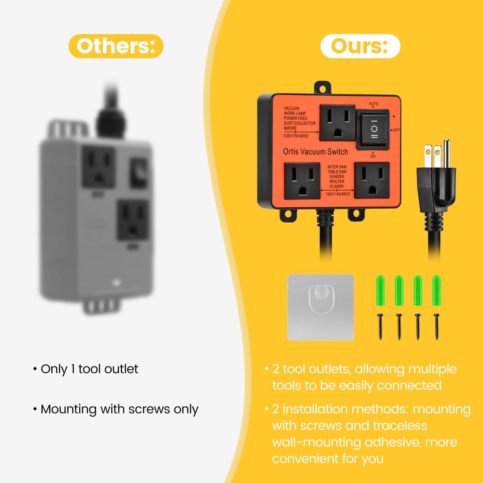 Automatic Vacuum Switch, Vacuum Switch for More Power Tools, Delay Vacuum On/...
