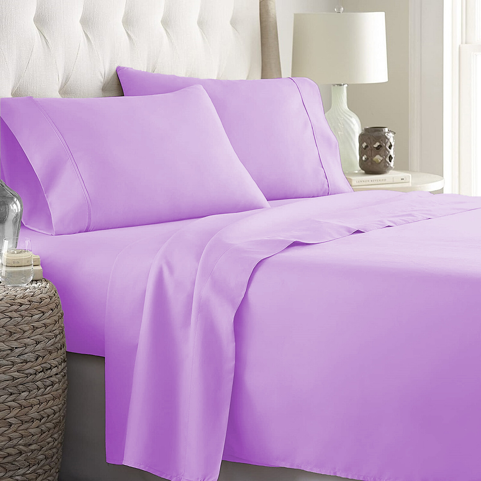 Extra Deep Pocket Bed Sheets Egyptian Cotton Lavender Solid Select Item