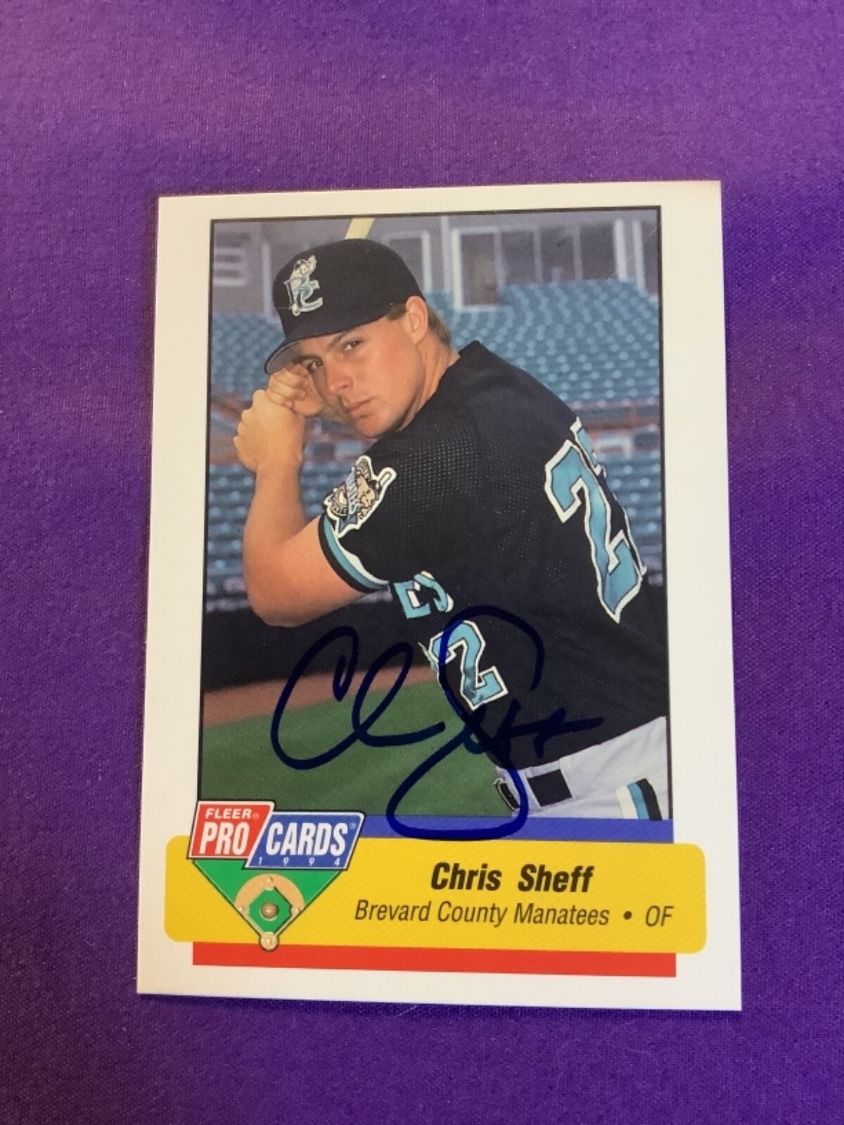 CHRIS SHEFF SIGNED CARD 1994 FLEER PROCARDS BREVARD COUNTY MANATEES AUTO