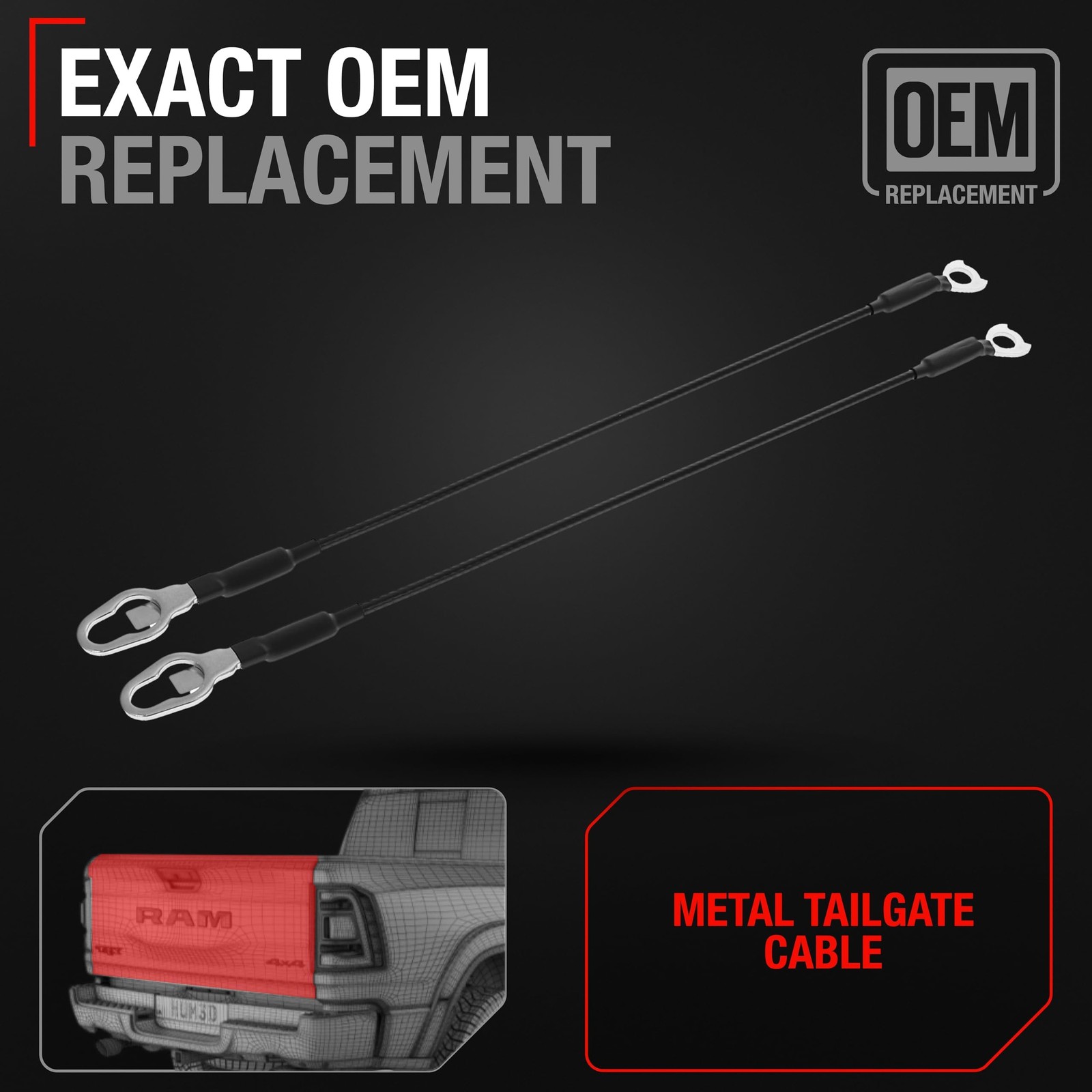 T1A Tailgate Cable Replacement Set- Rear Left & Right Side - Compatible with ...