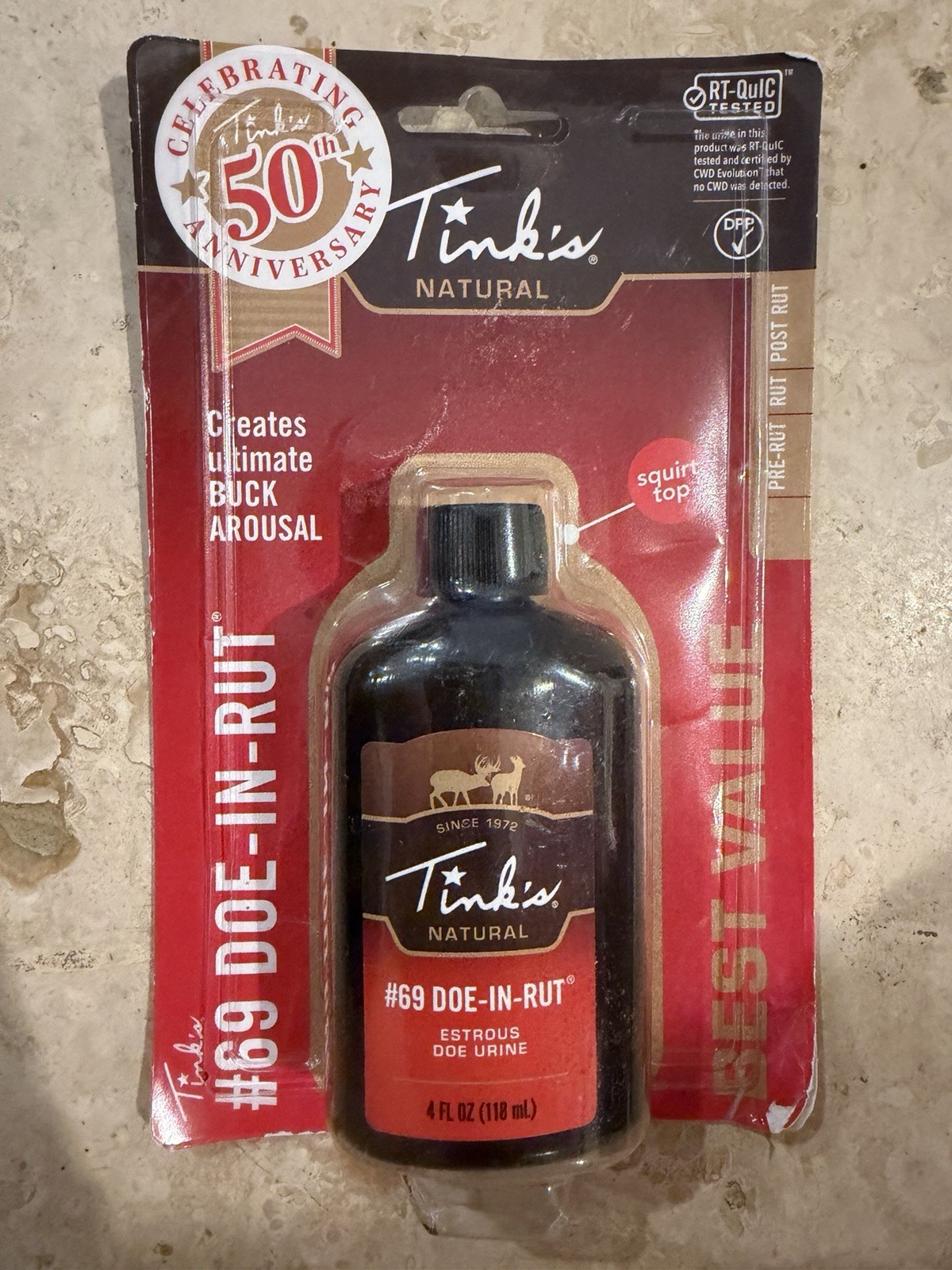 Tink's Natural #69 Doe-In-Rut 50th Anniversary 1 Fl Oz. Doe Urine factory sealed