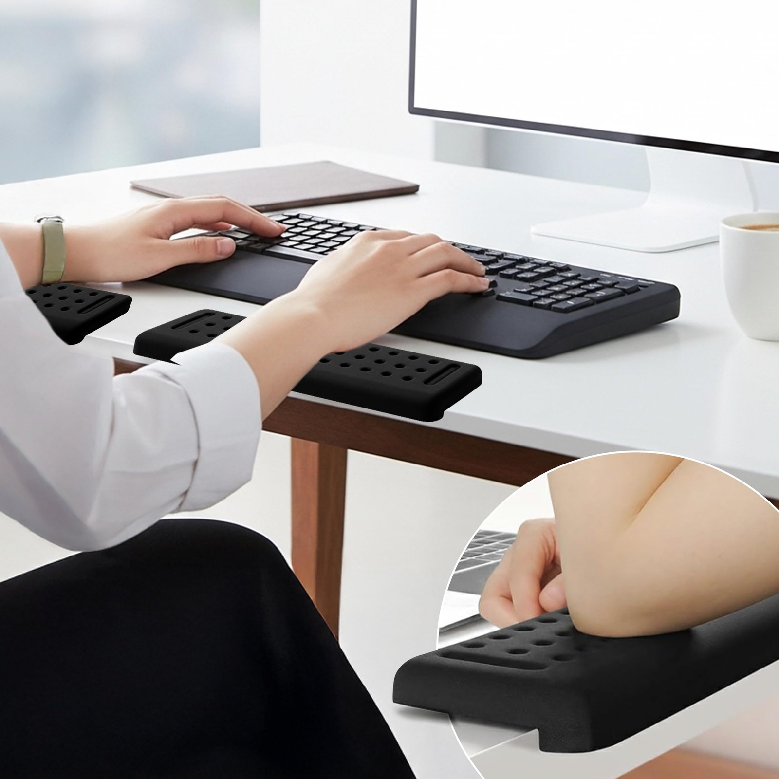 Keyboard Wrist Rest with Edge Protector - 11.8 Inch 2 Pack L Small, Black