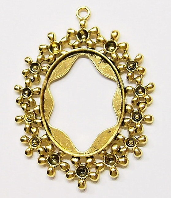 4 of 40x30mm Antique Gold Victorian Beaded Flower Large Floral Pendant Setting