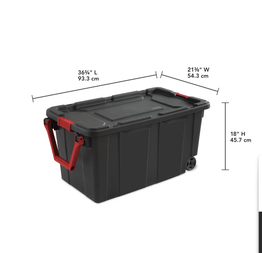 Sterilite Extra-Large Wheeled Industrial Storage Bin, 40 Gallon Durable Plastic