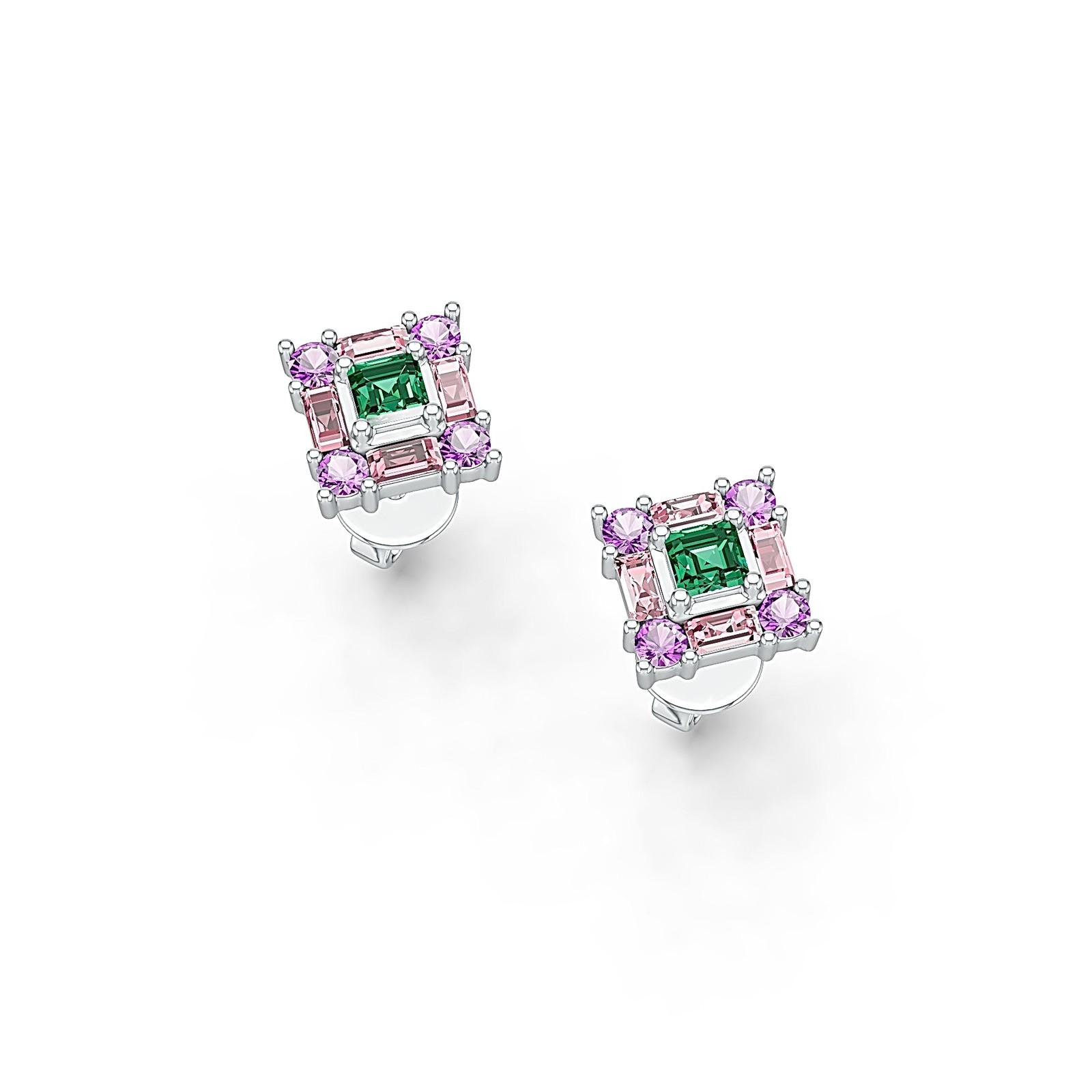 Sterling Silver Semi Mount Earrings Setting Princess SQ 3X3mm