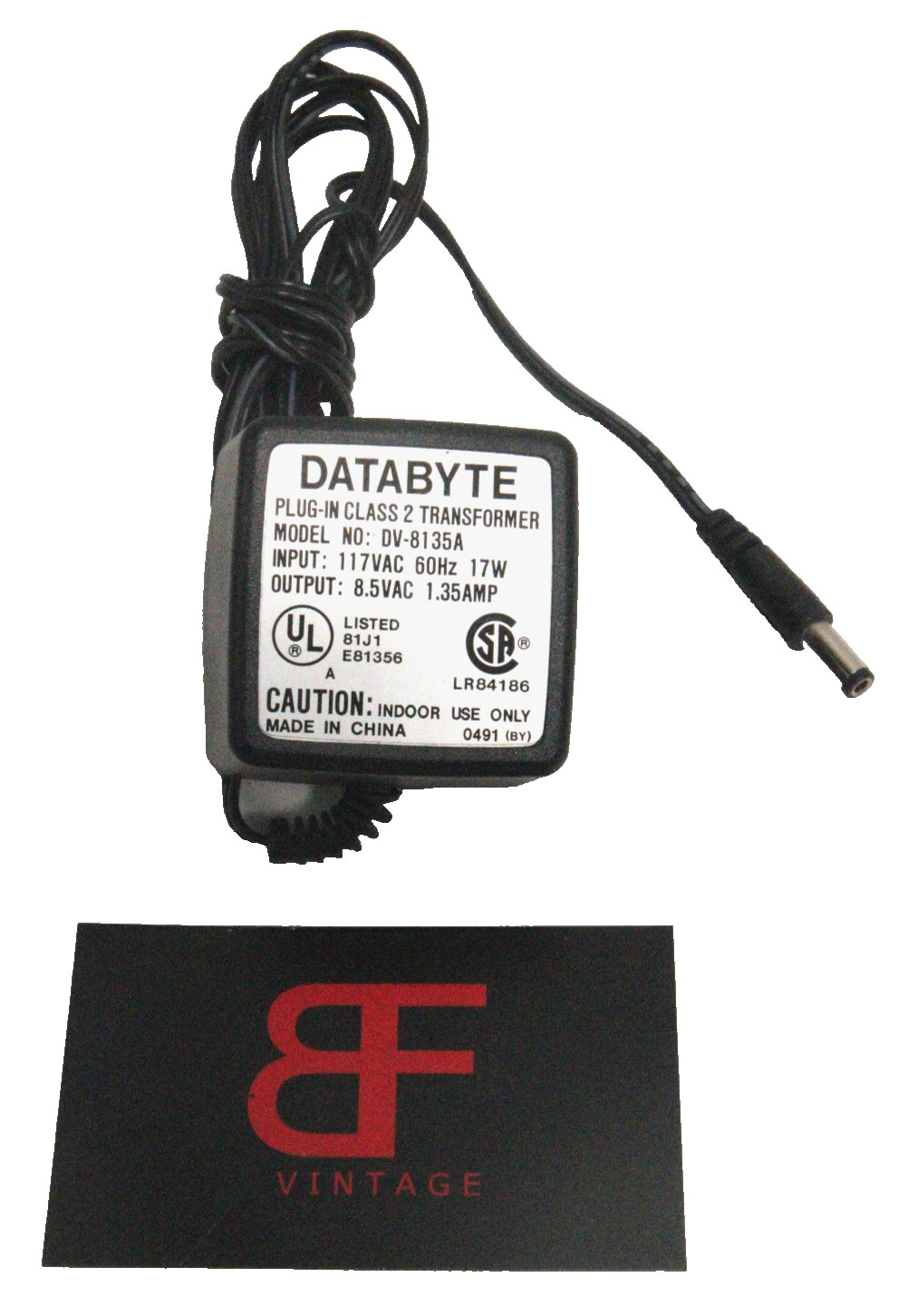 DataByte DV-8135A AC Power Adapter 17W 8.5V 1.35A Class 2 Transformer EL4827