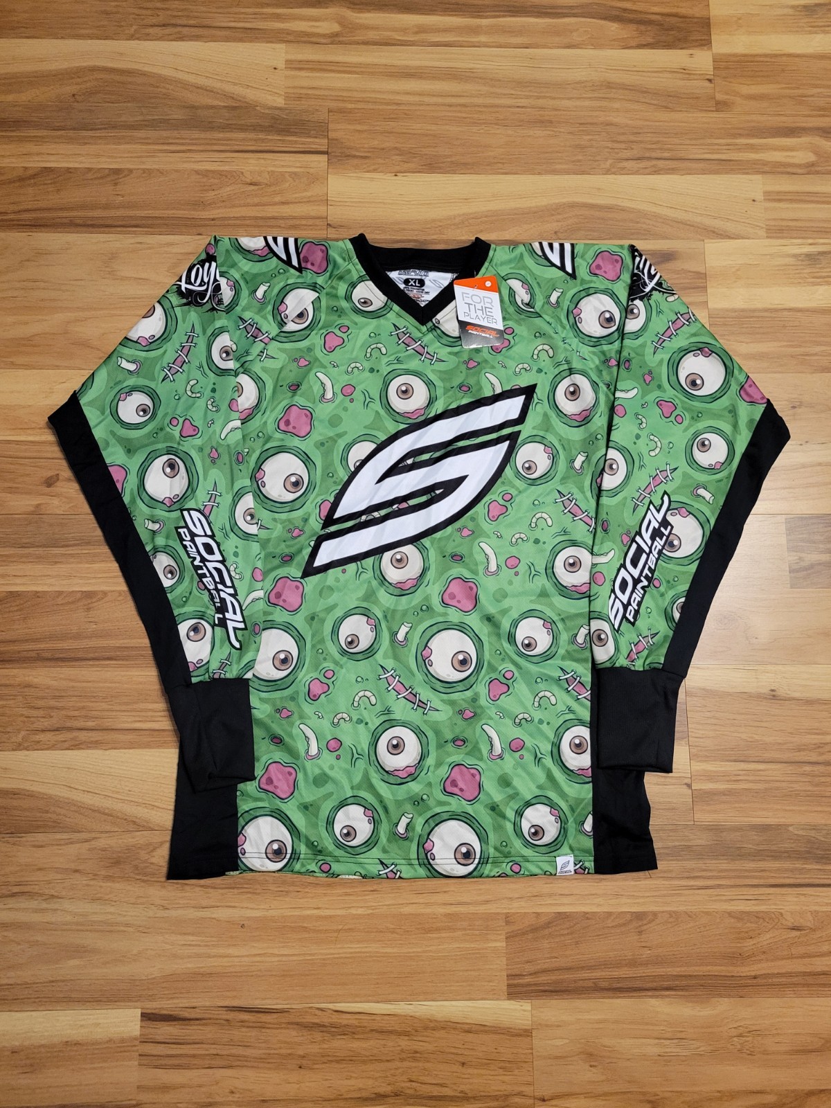 Social Paintball Jersey Size XL Custom Swifty Green Eyed Monster Eyeball