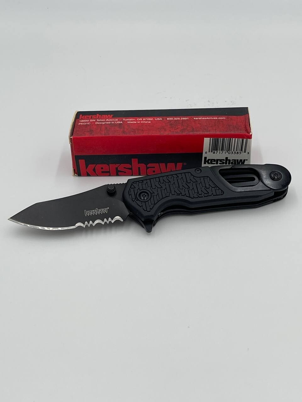 Kershaw Funxion EMT Folding 3" Partial Serration Drop Point Steel Black