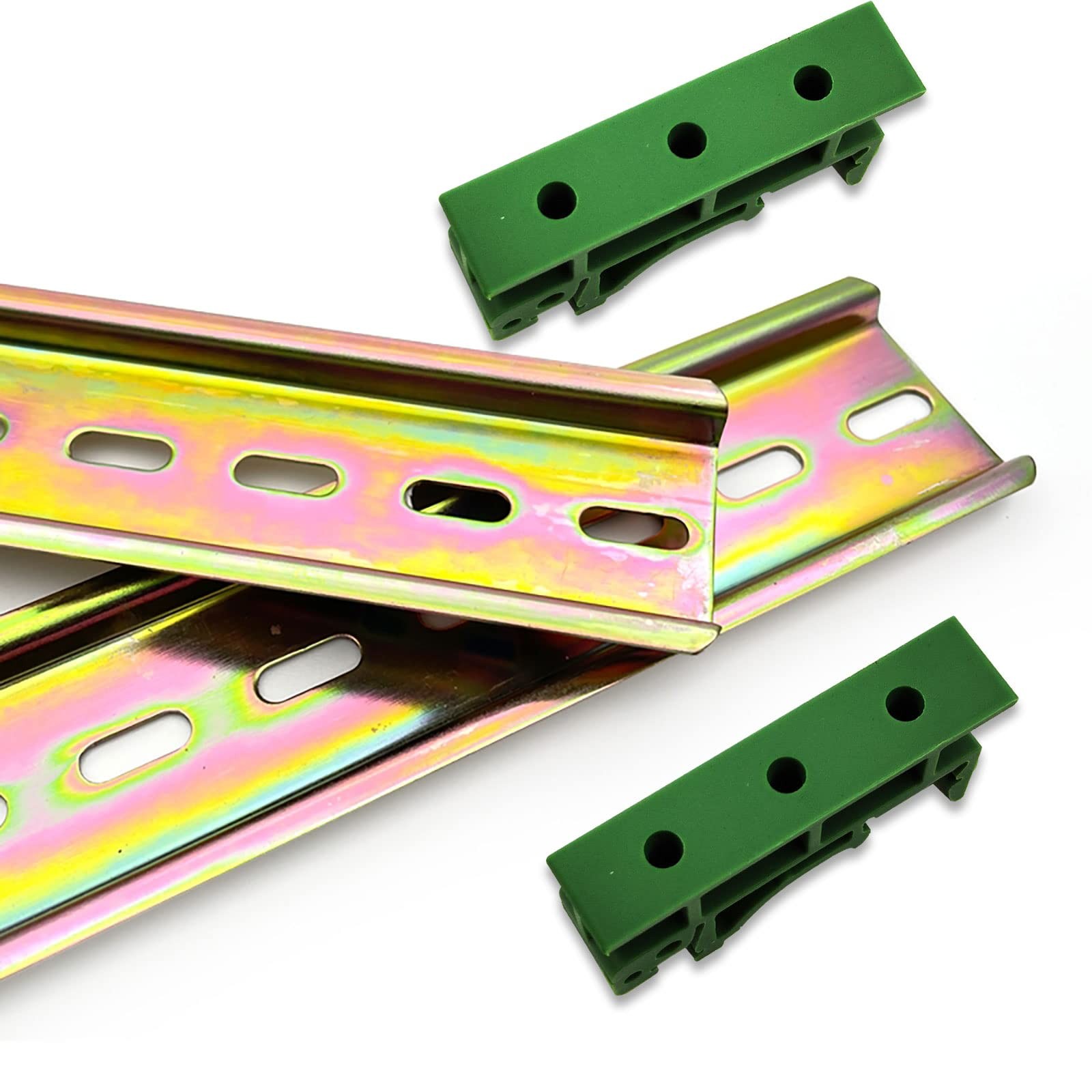 10 Sets 35mm PCB DIN C45 Rail Adapter Circuit Board Mounting Bracket Green