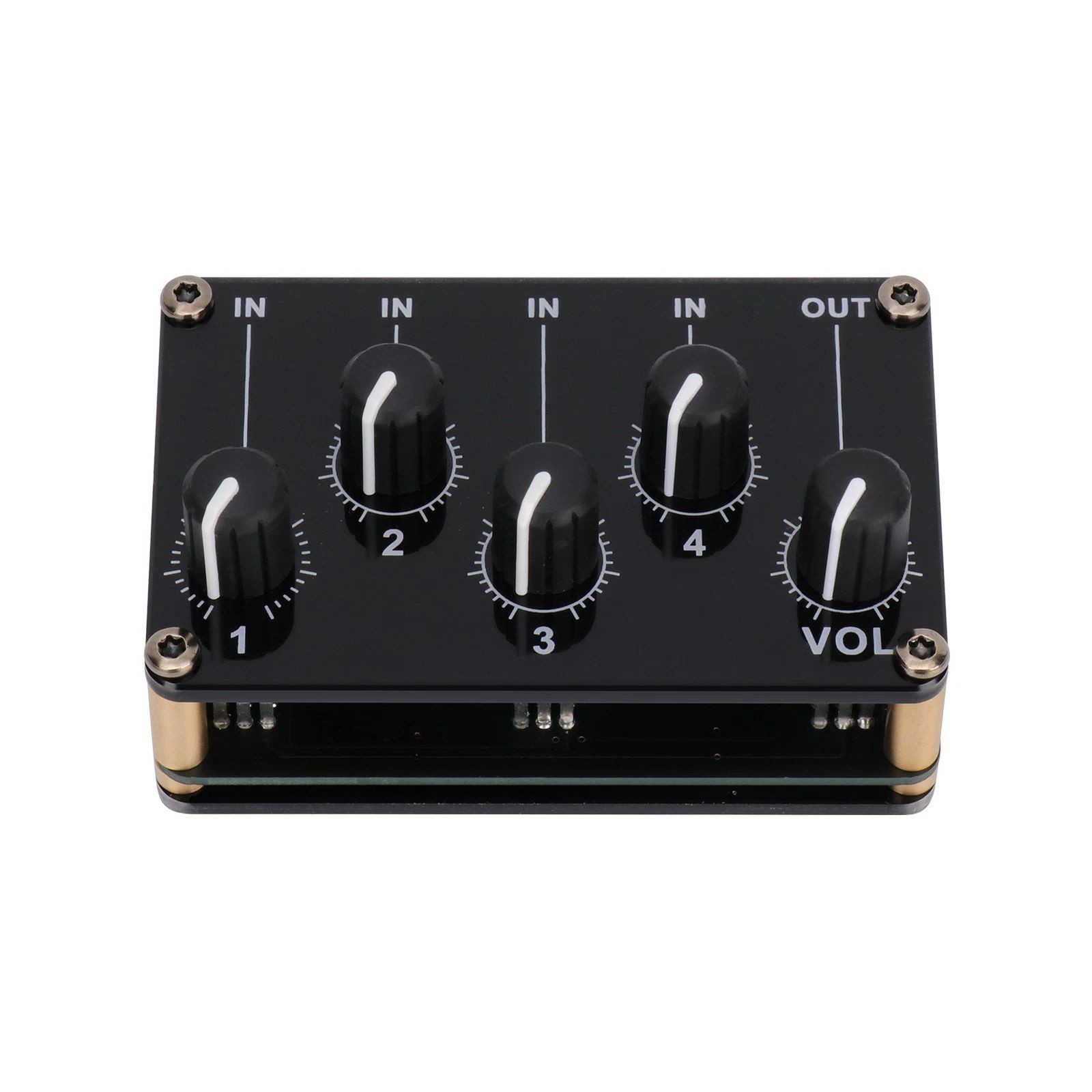 4 Channel 3.5mm Portable Stereo Audio Mixer With Multi-Device Compatibility