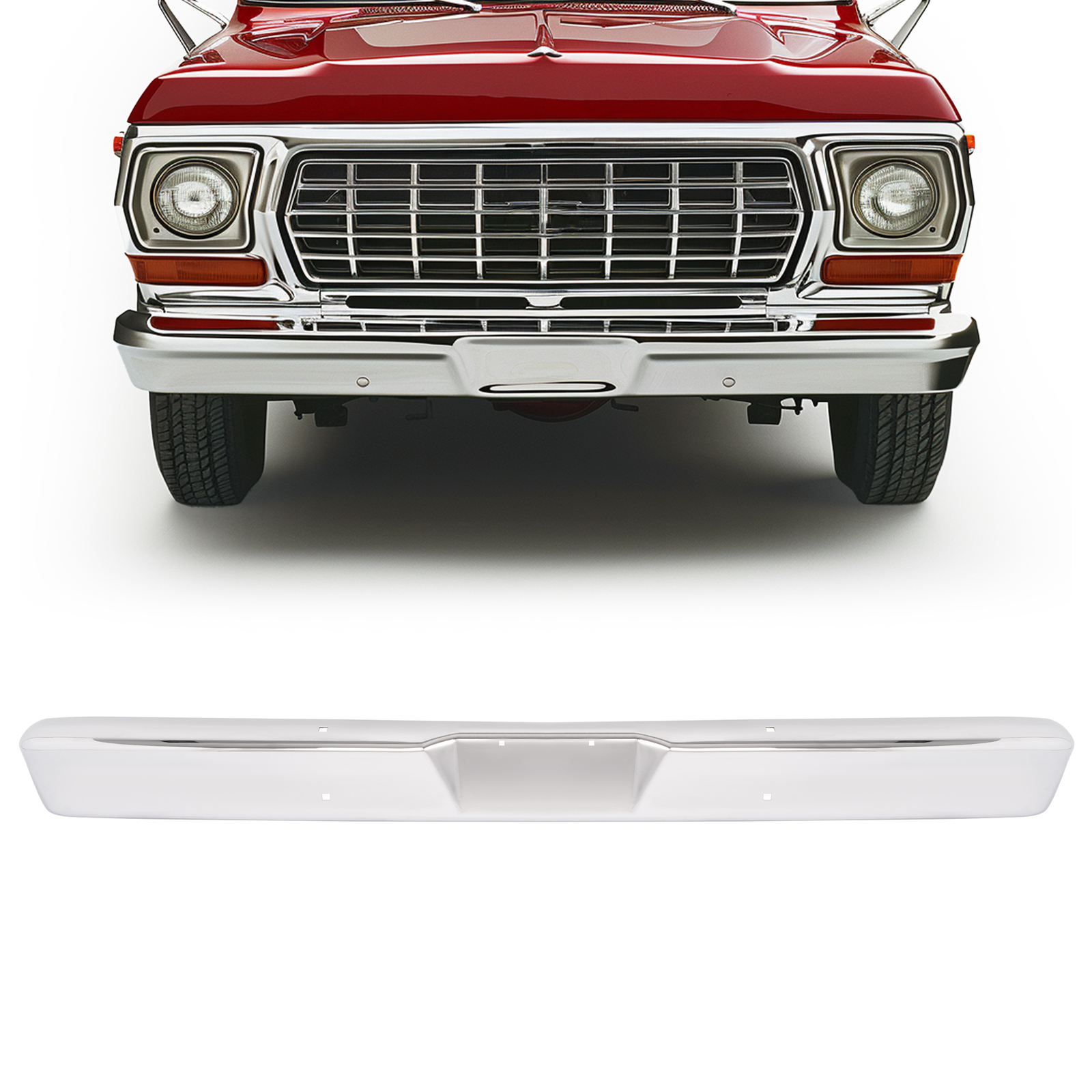 Front Bumper For 64-1977 Ford F-100 Fits F-250 Fits F-350 Chrome Bumper Face Bar