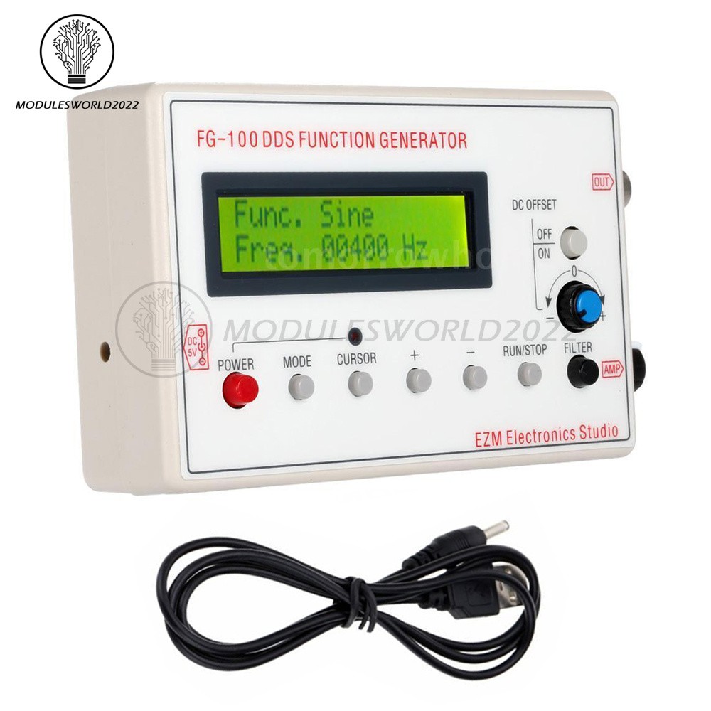 DDS Function Signal Generator Module 1HZ-500KHz Sine + Square Wave + Case FG-100