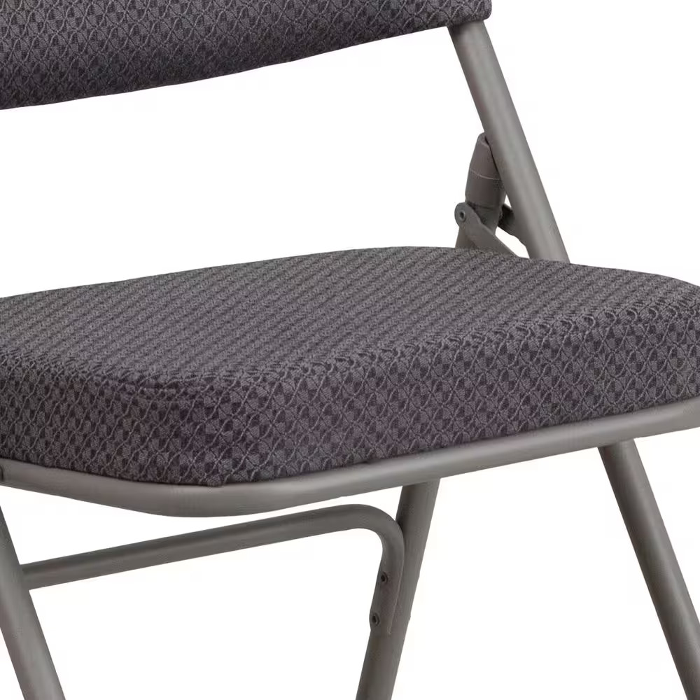 Hercules Series Premium Curved Triple Braced & Quad Hinged Gray Fabric Upholster